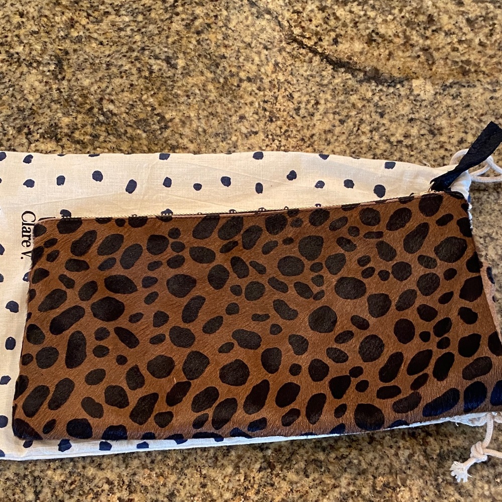 Clare V Leopard Print Pouch